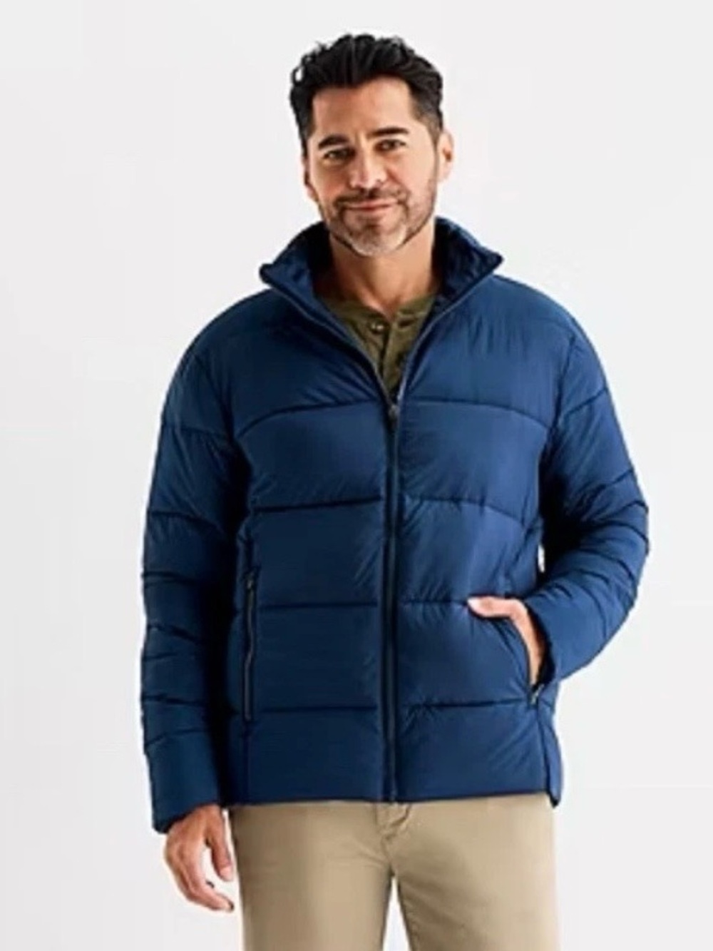 St. John's Bay Navy Water Resistant Midweight Puffer Jacket - Men's Medium